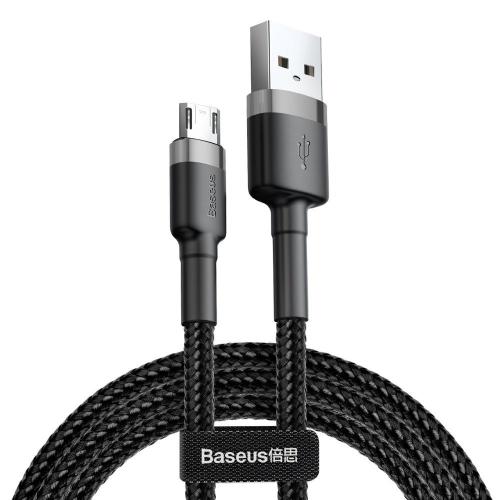 Baseus Καλώδιο Φόρτισης και Μεταφοράς Δεδομένων USB σε MicroUSB - 2A - 300cm - Grey/Black (CAMKLF-HG1)