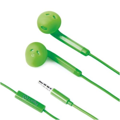 Celly Color Stereo Earphones - Green (FUN35GN)