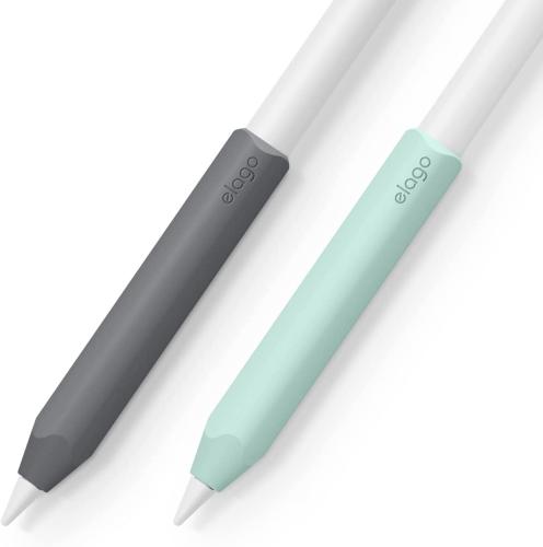 Elago Pencil Grip Holder - Θήκη Premium Σιλικόνης Apple Pencil 2nd Gen - Dark Gray / Mint - 2 Τεμάχια (EAPEN2-GRIP-DGMT)