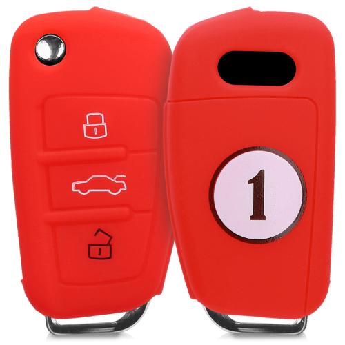 KW Silicone Θήκη Κλειδιού Audi - 3 Κουμπιά - Κόκκινο(42978.16)