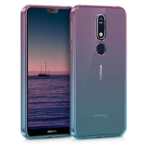 KW Θήκη Σιλικόνης Ημιδιάφανη Nokia 7.1 - Dark Pink Blue Transparent (46634.01)