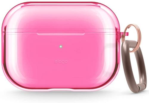 Elago AirPods Pro Clear TPU Hang Case - Ημιδιάφανη Θήκη για AirPods Pro 1st Gen - Neon Hot Pink (EAPPCL-HANG-NHPK)