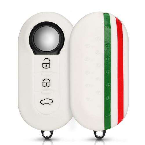 KW Silicone Θήκη Κλειδιού Fiat Lancia - 3 Κουμπιά - Green / Red / White (44440.05)