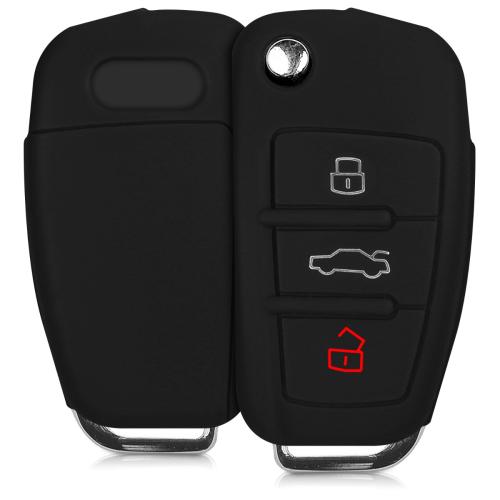 KW Θήκη κλειδιού - Audi - Σιλικόνη- 3 κουμπιά - Black (41115.01)