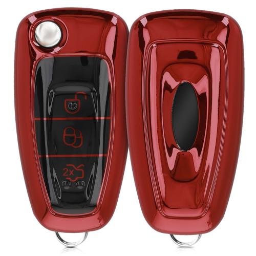 KW Θήκη Κλειδιού Ford - Σιλικόνη - 3 Κουμπιά - Red High Gloss (48039.97)
