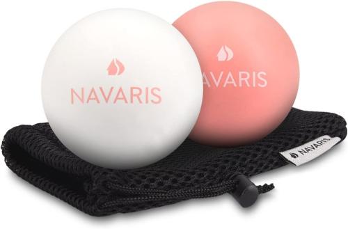 Navaris Lacrosse Massage Ball - Σετ 2 Μπάλες Lacrosse για Μασάζ - 6cm - White / Pink (42915)