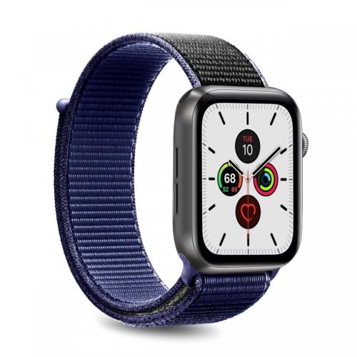 Puro Sport Band Nylon Λουράκι Apple Watch Ultra/SE/8/7/6/5/4 (49/45/44mm) - Blue / Black (AW44SPORT-SPBLUE)