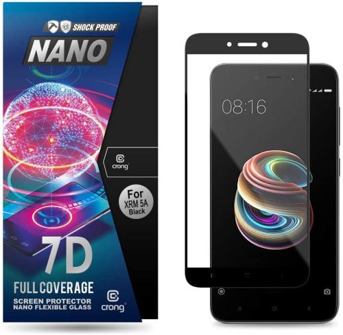 Crong 7D Nano Flexible Glass - Fullface Αντιχαρακτικό Υβριδικό Γυαλί Οθόνης Xiaomi Redmi 5A - Black - 0.3mm (CRG-7DNANO-XR5A)