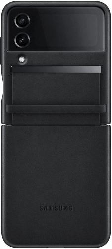 Official Samsung Leather Flap Cover - Δερμάτινη Θήκη Samsung Galaxy Z Flip4 - Black (EF-VF721LBEGWW)