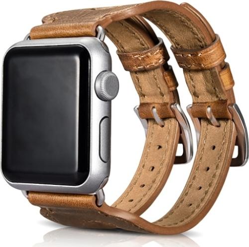 iCarer Double Buckle Cuff Watch Band - Δερμάτινο Λουράκι Apple Watch SE/8/7/6/5/4 (41/40mm) - Brown (RIW113)