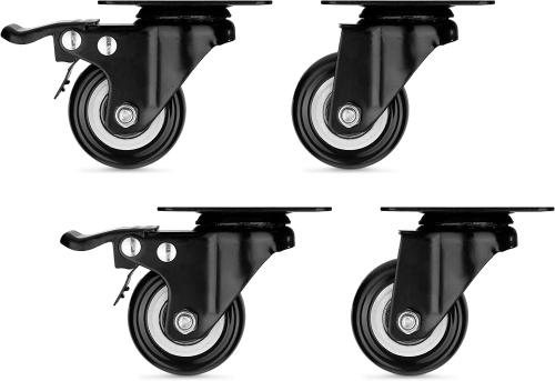 KW Heavy Duty Wheels - Ροδάκια Περιστρεφόμενα Βαρέως Τύπου για Έπιπλα - Διάμετρος Τροχού 50mm - 4 Τεμάχια - Black (55605.01)