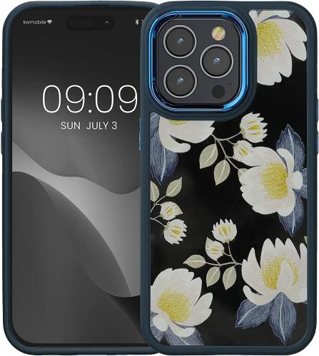 KWmobile Crystal Hard Case - Σκληρή Διάφανη Θήκη με TPU Bumper - Apple iPhone 14 Pro - White Blossoms / Yellow / Dark Blue / White (60468.02)