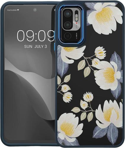 KWmobile Crystal Hard Case - Σκληρή Διάφανη Θήκη με TPU Bumper - Xiaomi Redmi Note 10 5G - White Blossoms / Yellow / Dark Blue / White (60335.02)