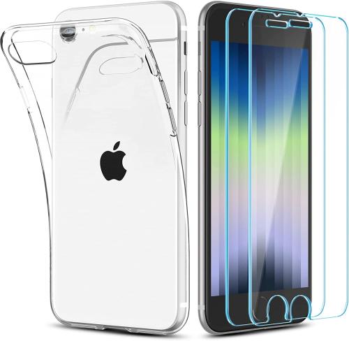 Spigen Crystal Pack - Σετ Θήκη Σιλικόνης & 2 x Tempered Glass - Apple iPhone SE 2022 / 2022 / 8 / 7 - Crystal Clear (ACS04355)