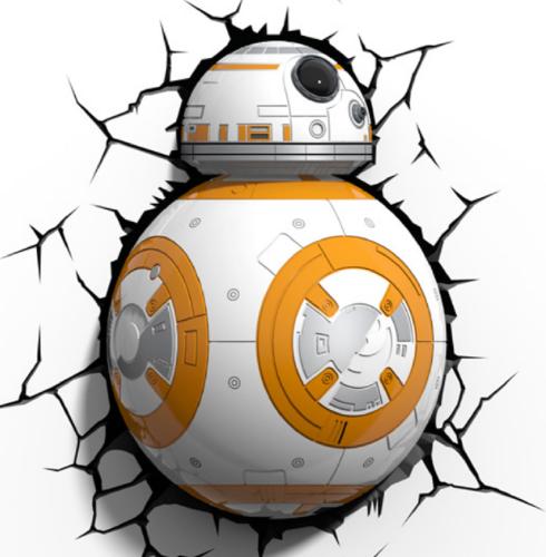 3DLightFX Star Wars BB-8 3D Deco Light - 3D LED Παιδικό Φωτιστικό Τοίχου με Αυτοκόλλητο Ρωγμών (0816733020150)