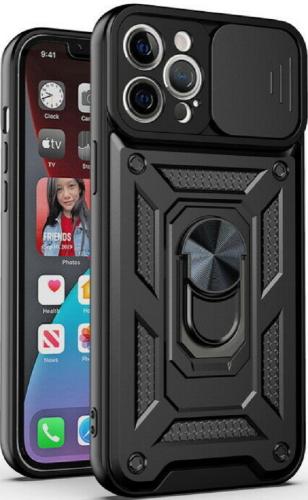 Bodycell Armor Slide - Ανθεκτική Θήκη Apple iPhone 13 Pro Max με Κάλυμμα για την Κάμερα & Μεταλλικό Ring Holder - Black (5206015003530)