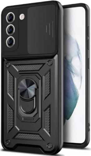 Bodycell Armor Slide - Ανθεκτική Θήκη Samsung Galaxy S21 FE 5G με Κάλυμμα για την Κάμερα & Μεταλλικό Ring Holder - Black (5206015005183)