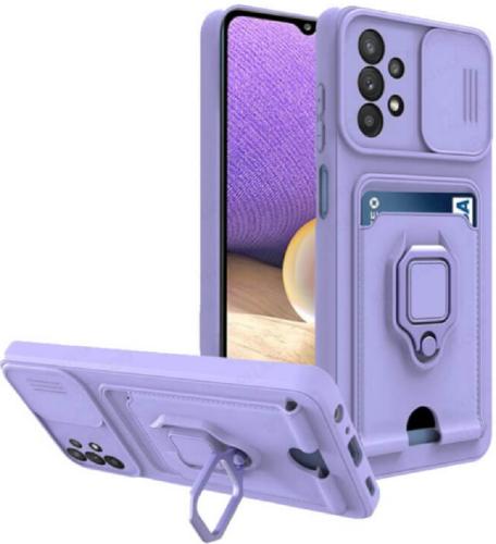 Bodycell Multifunction - Ανθεκτική Θήκη Samsung Galaxy A73 5G με Λουράκι Λαιμού / Κάλυμμα Κάμερας / Ring Holder / Υποδοχή Κάρτας - Purple (5206015004384)