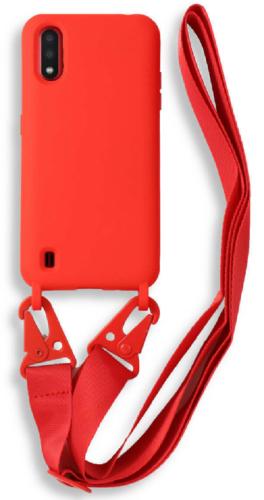 Bodycell Θήκη Σιλικόνης με Λουράκι Λαιμού - Samsung Galaxy A01 - Red (5206015000454)