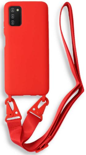 Bodycell Θήκη Σιλικόνης με Λουράκι Λαιμού - Samsung Galaxy A03s - Red (5206015000539)