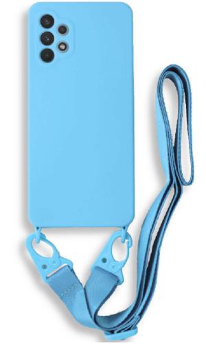 Bodycell Θήκη Σιλικόνης με Λουράκι Λαιμού - Samsung Galaxy A72 - Light Blue (5206015001697)