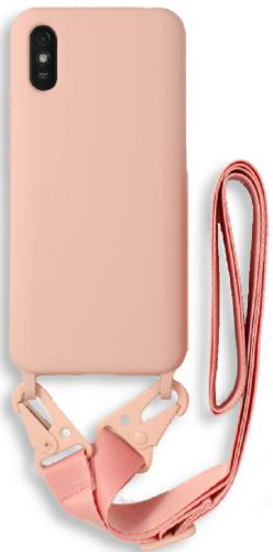 Bodycell Θήκη Σιλικόνης με Λουράκι Λαιμού - Xiaomi Redmi 9A / 9ΑΤ / 9i - Pink (5206015002854)