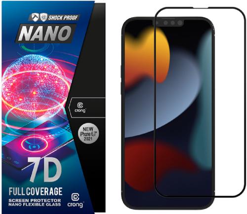 Crong 7D Nano Flexible Glass - Fullface Αντιχαρακτικό Υβριδικό Γυαλί Οθόνης Apple iPhone 13 Pro Max - Black - 0.3mm (CRG-7DNANO-IP13PM)