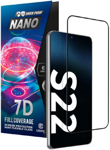Crong 7D Nano Flexible Glass - Fullface Αντιχαρακτικό Υβριδικό Γυαλί Οθόνης Samsung Galaxy S22 5G - Black - 0.3mm (CRG-7DNANO-SGS22)
