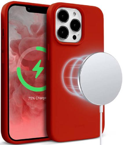 Crong Color Magnetic Θήκη MagSafe Premium Σιλικόνης Apple iPhone 13 Pro Max - Red (CRG-COLRM-IP1367-RED)