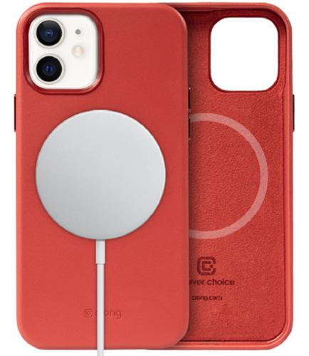 Crong Essential Eco Leather Magnetic - Σκληρή MagSafe Θήκη Apple iPhone 12 / 12 Pro - Red (CRG-ESSM-IP1261-RED)
