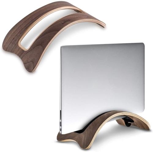 Kalibri Elegant Wooden Laptop Stand - Ξύλινη Βάση για Macbook & 3 Ένθετα Σιλικόνης - Walnut Wood / Brown (35474.18)