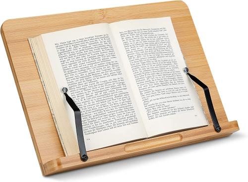 Navaris Bamboo Book Stand - Ρυθμιζόμενη Βάση Ανάγνωσης Βιβλίου / iPad / Tablet / eReader από Μπαμπού - 33 x 24cm - Brown (52801.2)