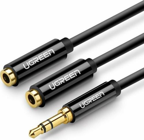 Ugreen Aux Audio Splitter Καλώδιο 3.5mm Jack (male) σε 3.5mm Jack x2 (female) - 25cm - Black (20816)