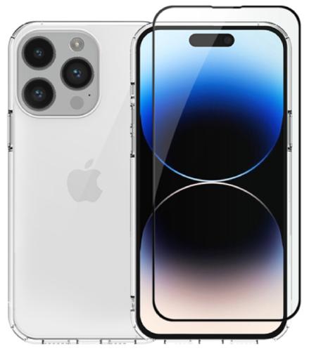 Vivid Σετ Διάφανη Θήκη Σιλικόνης & Full Face Tempered Glass - Apple iPhone 14 Pro Max - Transparent / Black (VIGELLY298GLASSBK)
