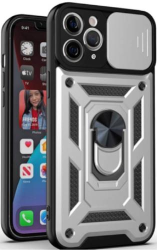 Bodycell Armor Slide - Ανθεκτική Θήκη Apple iPhone 11 Pro Max με Κάλυμμα για την Κάμερα & Μεταλλικό Ring Holder - Silver (5206015013768)