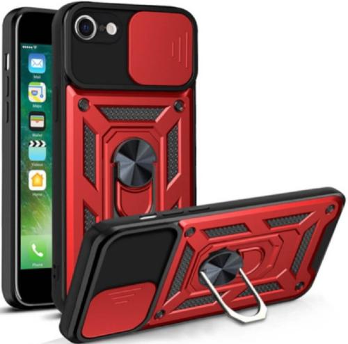 Bodycell Armor Slide - Ανθεκτική Θήκη Apple iPhone SE 2022 / 2020 / 8 / 7 με Κάλυμμα για την Κάμερα & Μεταλλικό Ring Holder - Red (5206015014024)