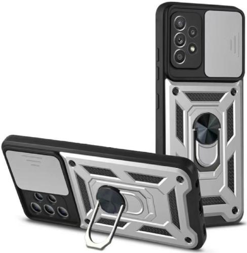 Bodycell Armor Slide - Ανθεκτική Θήκη Samsung Galaxy A32 5G με Κάλυμμα για την Κάμερα & Μεταλλικό Ring Holder - Silver (5206015014314)