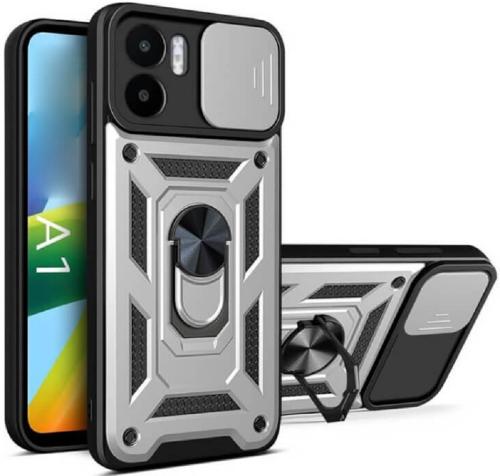 Bodycell Armor Slide - Ανθεκτική Θήκη Xiaomi Redmi A1 με Κάλυμμα για την Κάμερα & Μεταλλικό Ring Holder - Silver (5206015018954)
