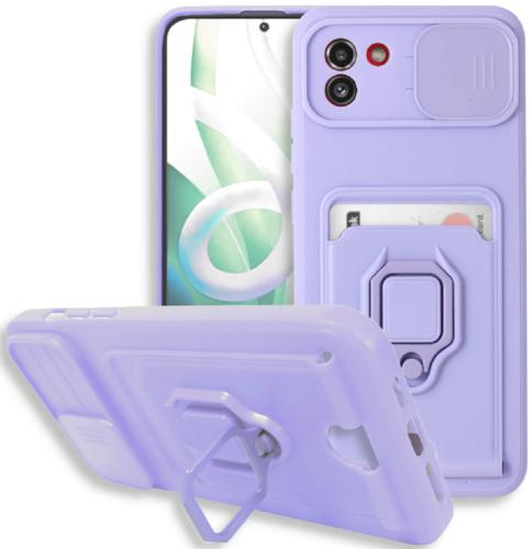 Bodycell Multifunction - Ανθεκτική Θήκη Samsung Galaxy A03 με Λουράκι Λαιμού / Κάλυμμα Κάμερας / Ring Holder / Υποδοχή Κάρτας - Purple (5206015014505)