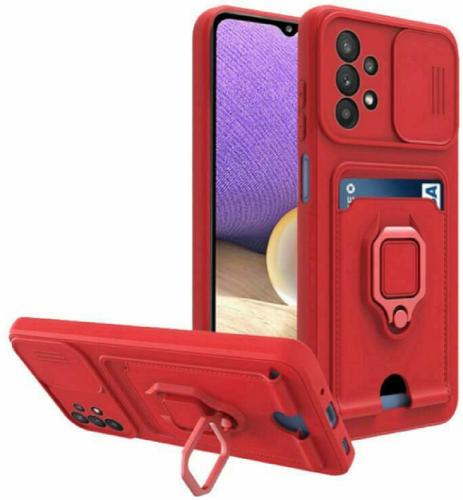 Bodycell Multifunction - Ανθεκτική Θήκη Samsung Galaxy A33 5G με Λουράκι Λαιμού / Κάλυμμα Κάμερας / Ring Holder / Υποδοχή Κάρτας - Red (5206015003776)