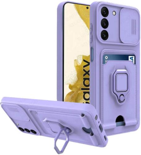Bodycell Multifunction - Ανθεκτική Θήκη Samsung Galaxy S22 Plus 5G με Λουράκι Λαιμού / Κάλυμμα Κάμερας / Ring Holder / Υποδοχή Κάρτας - Purple (5206015004445)