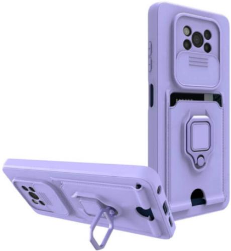 Bodycell Multifunction - Ανθεκτική Θήκη Xiaomi Poco X3 Pro / X3 NFC με Λουράκι Λαιμού / Κάλυμμα Κάμερας / Ring Holder / Υποδοχή Κάρτας - Purple (5206015012440)