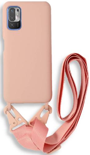 Bodycell Θήκη Σιλικόνης με Λουράκι Λαιμού - Xiaomi Redmi Note 10 5G / Poco M3 Pro 5G - Pink (5206015002069)