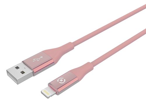 Celly Color Data Cable - Καλώδιο Φόρτισης και Μεταφοράς Δεδομένων USB-A σε Lightning - 150cm - 2.4A - Pink (USBLIGHTCOLORPK)