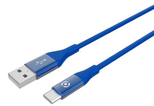 Celly Color Data Cable - Καλώδιο Φόρτισης και Μεταφοράς Δεδομένων USB-A σε Type-C - 150cm - 3A - Blue (USBTYPECCOLORBL)
