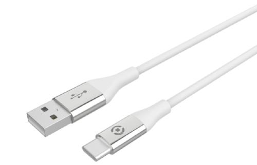 Celly Color Data Cable - Καλώδιο Φόρτισης και Μεταφοράς Δεδομένων USB-A σε Type-C - 150cm - 3A - White (USBTYPECCOLORWH)