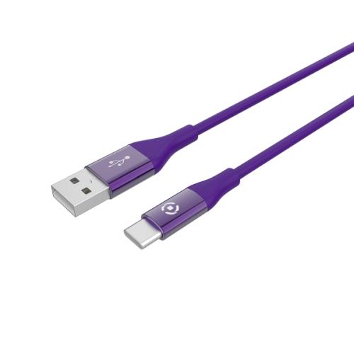 Celly Extra Strong Καλώδιο Φόρτισης και Μεταφοράς Δεδομένων USB σε Type-C 150cm - Purple (USBTYPECCOLORPR)