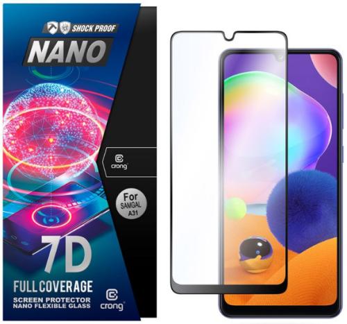 Crong 7D Nano Flexible Glass - Fullface Αντιχαρακτικό Υβριδικό Γυαλί Οθόνης Samsung Galaxy A31 - Black - 0.3mm (CRG-7DNANO-SGA31)