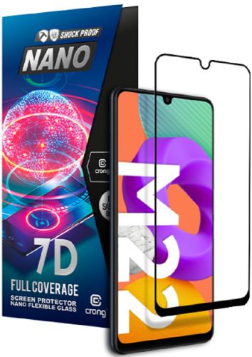 Crong 7D Nano Flexible Glass - Fullface Αντιχαρακτικό Υβριδικό Γυαλί Οθόνης Samsung Galaxy Μ22 - Black - 0.3mm (CRG-7DNANO-SGM22)