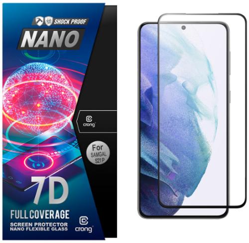Crong 7D Nano Flexible Glass - Fullface Αντιχαρακτικό Υβριδικό Γυαλί Οθόνης Samsung Galaxy S21 Plus 5G - Black - 0.3mm (CRG-7DNANO-SGA21P)